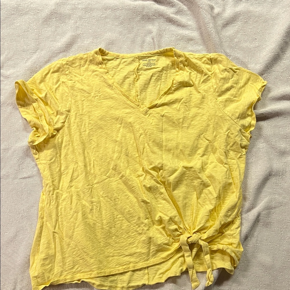 Lane Bryant Yellow Short Sleeve Tee with side tie